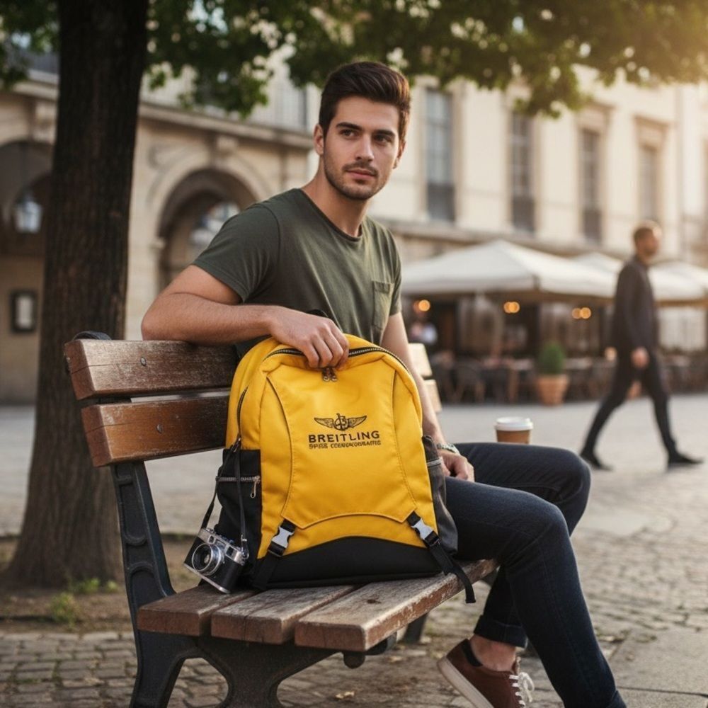Breitling Yellow Signature Backpack Logo